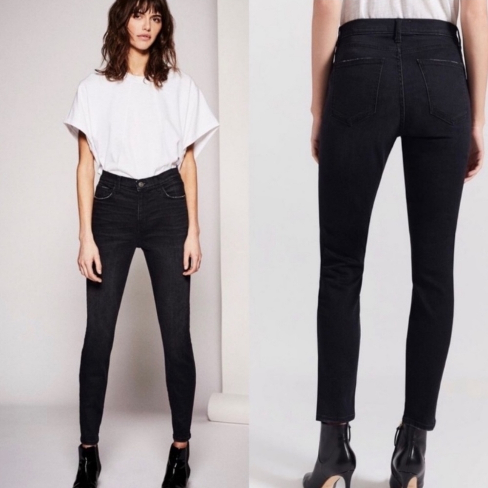 Current/Elliott $228 Grunge Black The Super High Waisted Stiletto Jeans 29